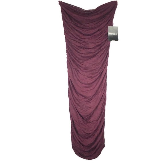 NWT For21 Strapless Fitted Burgundy Knit - Picture 1 of 7